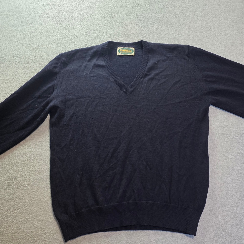 Vintage R.M. Williams V Neck Pullover Sweater Womens 16 Navy Made Australia